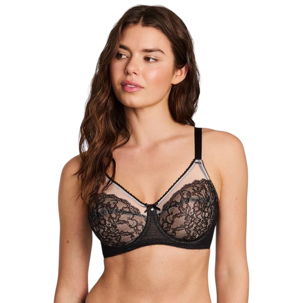 Wacoal Retro Chic Bra 36DDD Black Lace Underwire Full Figure Unlined 852186